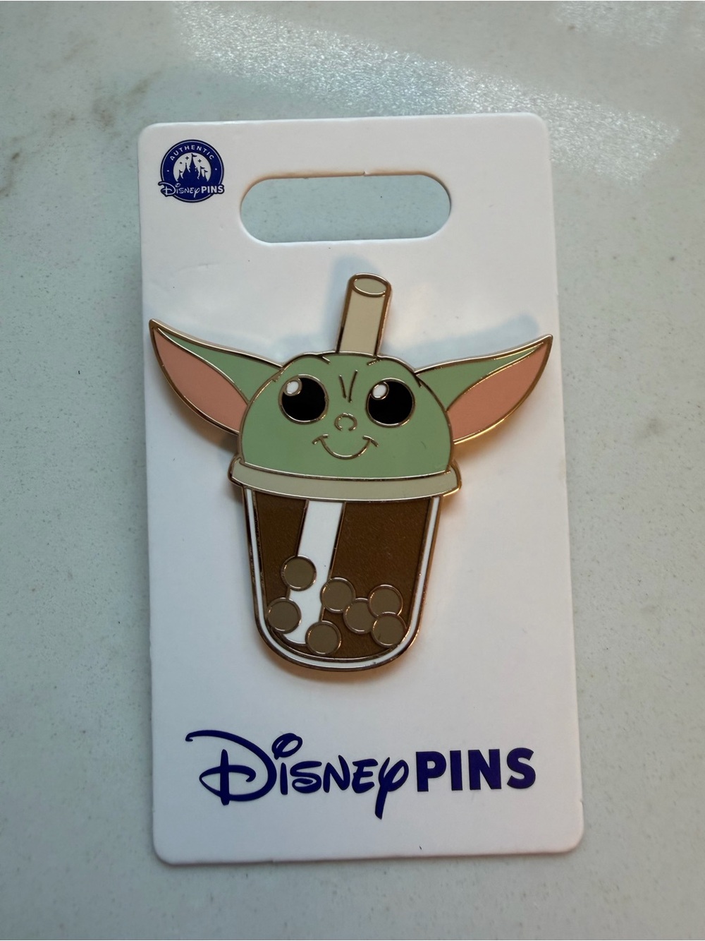 Disney Baby Yoda grogu Boba Tea Enamel Pin - Green & Brown